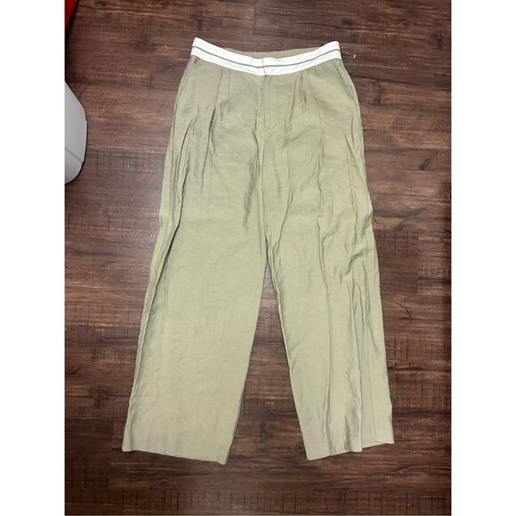 WAYF (NORDSTROMS) Green Preston Pleated Wide Leg Pants, Sz Large, MP $99 - Picture 1 of 10